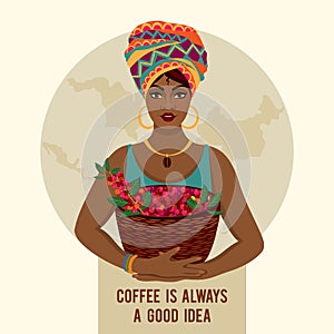 African woman is a coffee farmer