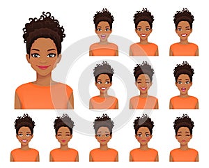 African woman expressions set