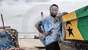 African woman from Ghana with blue dress