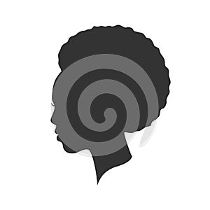 African woman head silhouette isolated on white background