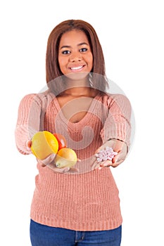 African woman and her choice - pills or fruit