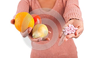 African woman and her choice - pills or fruit