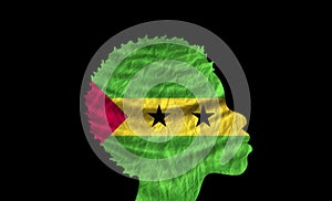 African woman silhouette with Sao Tome and Principe national flag