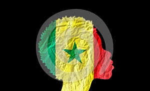 African woman silhouette with Senegal national flag