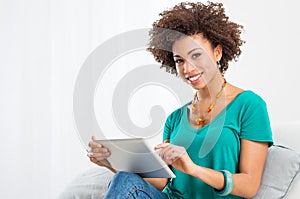 African Woman Using Digital Tablet