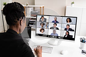 African Woman Video Conference Business Call