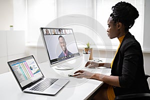 African Woman Video Conference Business Call