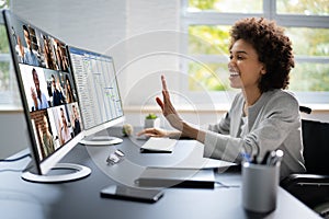 African Woman Video Conference Business Call