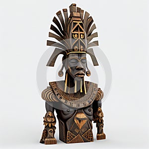 African wooden idol, Unusual shaped statue, pagan god, isolated on white