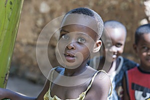 African young children on a street of Zanzibar island, Tanzania, East Africa