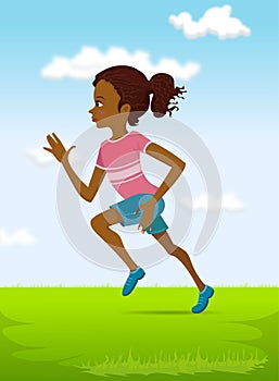 African young girl sprinting