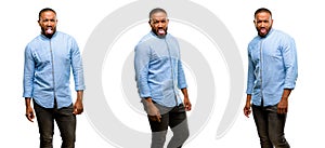 African young man isolated over white background