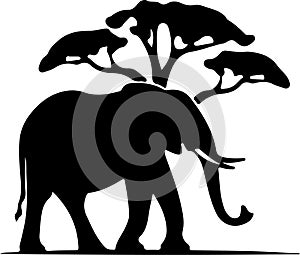 Africanelephant Black Silhouette Generative Ai