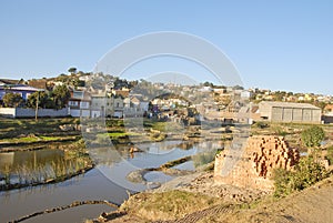 Africans working hard in brickyard