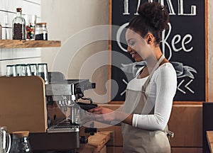 Afro American barista photo