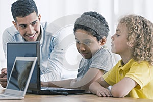 Afro-american boy playing video games