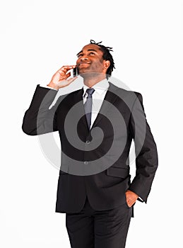 Afro-american businessman talking on the phone