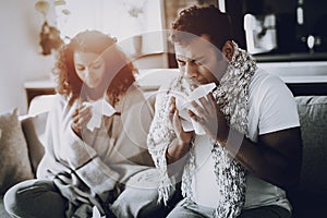 Afro American Couple Having A Desease At Home.