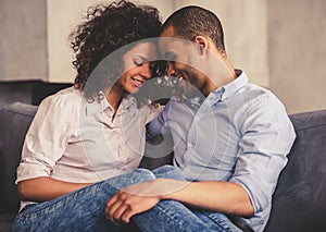 Afro American couple at home