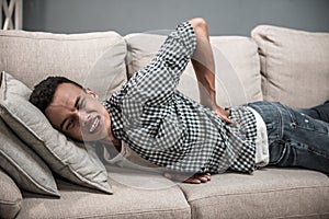 Afro American guy at home