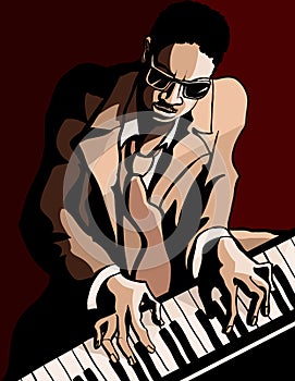 Afro american jazz pianist photo