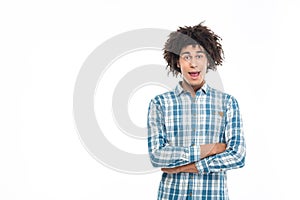 Afro american man standing with arms folded