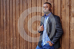 Afro american man in suit is confident and looking at camera