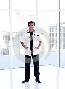 Afro-American smiling doctor isolated