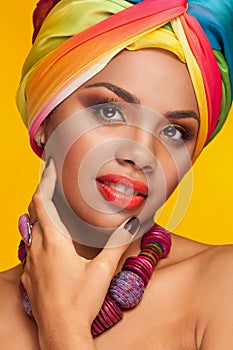 Afro american woman with fashion ethinc turban