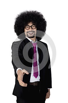 Afro businessman offer shaking hands