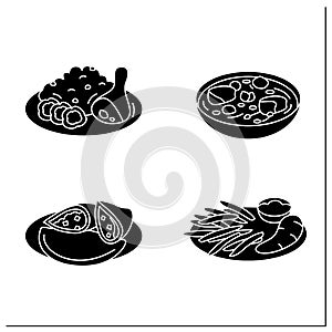 Afro-Caribbean food glyph icons set