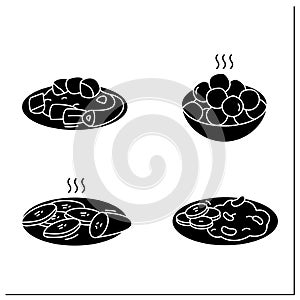 Afro-Caribbean food glyph icons set photo