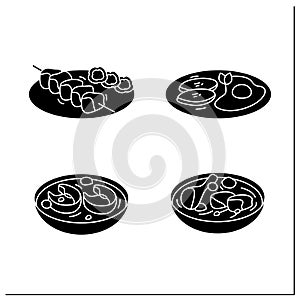 Afro-Caribbean food glyph icons set photo