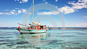 Afro-caribbean Inspired Boat Art: Sloop Tugboat In Formentera photo