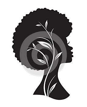 Black African American Woman with Afro Hairstyle photo