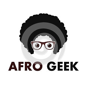 Afro Geek Logo Vector Design photo