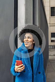 Afro Girl Using Phone