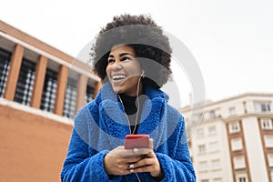 Afro Girl Using Phone