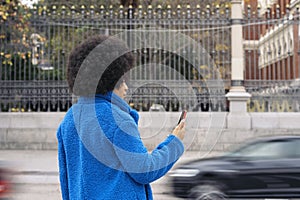 Afro Girl Using Phone