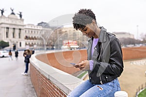 Afro Girl Using Phone