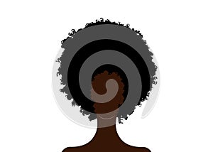 Afro wig man or woman trendy curly African black hair silhouette fashion beauty style. Vector isolated on white background