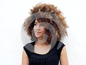 Afro woman looking away