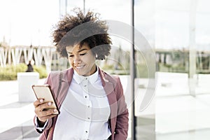 Afro Woman Using Phone
