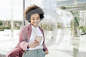 Afro Woman Using Phone