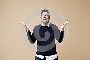 Afro young man wearing casual clothes celebrating victory