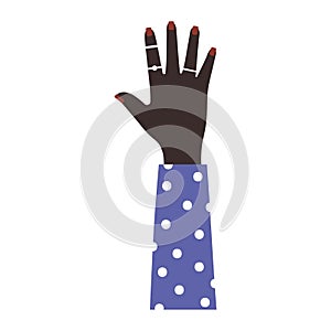 afroamerican arm with one hand and brown nails