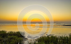 Afterglow of sunset on the Laguna Madre Bay photo