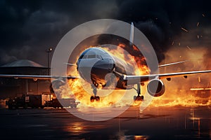In aftermath of passenger plane crash, an aircraft burns at airport after an explosion