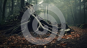 aftermath tree falling in woods