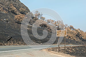 Aftermath of the wildfire near Lake Berryessa